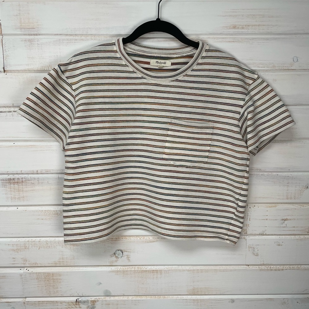 Madewell cropped tee colorful stripes- size S
